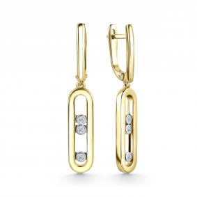 Серьги из лимонного золота GRIGORIEV Г02-13-0951-11-00 с бриллиантом Г02-13-0951-11-00 фото