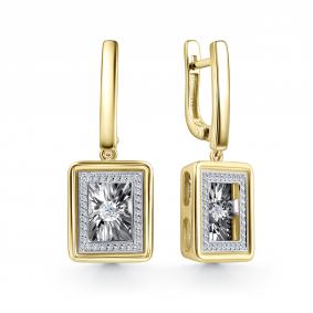 Серьги из лимонного золота GRIGORIEV Г02-13-51024-31-00-1 с бриллиантом Г02-13-51024-31-00-1 фото