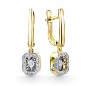 Серьги из лимонного золота GRIGORIEV Г02-13-51025-31-00-1 с бриллиантом Г02-13-51025-31-00-1 фото