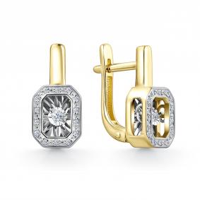 Серьги из лимонного золота GRIGORIEV Г02-13-51025-31-00 с бриллиантом Г02-13-51025-31-00 фото