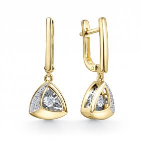 Серьги из лимонного золота GRIGORIEV Г02-13-51027-31-00-1 с бриллиантом Г02-13-51027-31-00-1 фото