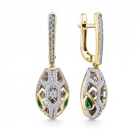 Серьги из лимонного золота GRIGORIEV Г02-13-51041-31-01-1 с бриллиантом и изумрудом Г02-13-51041-31-01-1 фото