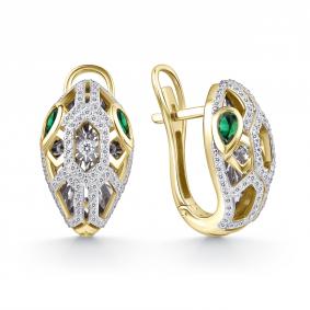 Серьги из лимонного золота GRIGORIEV Г02-13-51041-31-01 с бриллиантом и изумрудом Г02-13-51041-31-01 фото