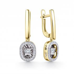 Серьги из лимонного золота GRIGORIEV Г02-13-51047-11-00-1 с бриллиантом Г02-13-51047-11-00-1 фото