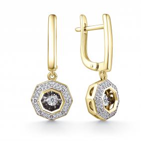 Серьги из лимонного золота GRIGORIEV Г02-13-51062-31-00-1 с бриллиантом Г02-13-51062-31-00-1 фото