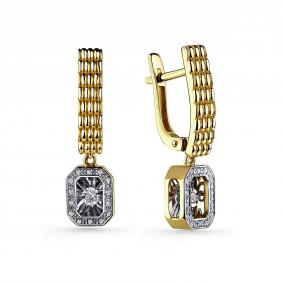 Серьги из лимонного золота GRIGORIEV Г02-13-51066-31-00-1 с бриллиантом Г02-13-51066-31-00-1 фото