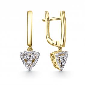 Серьги из лимонного золота GRIGORIEV Г02-13-51111-31-00-1 с бриллиантом Г02-13-51111-31-00-1 фото