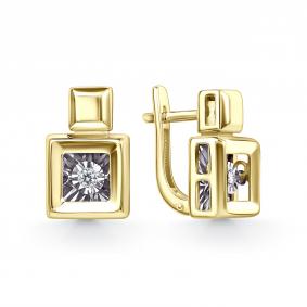 Серьги из лимонного золота GRIGORIEV Г02-13-51128-11-00 с бриллиантом Г02-13-51128-11-00 фото