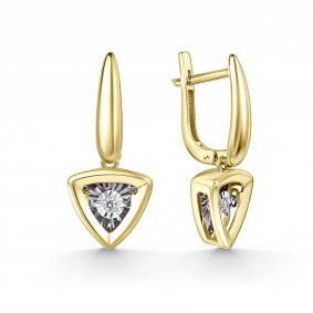 Серьги из лимонного золота GRIGORIEV Г02-13-51129-11-00-1 с бриллиантом Г02-13-51129-11-00-1 фото