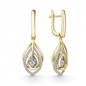 Серьги из лимонного золота GRIGORIEV Г02-13-51137-31-00-1 с бриллиантом Г02-13-51137-31-00-1 фото