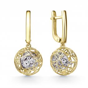 Серьги из лимонного золота GRIGORIEV Г02-13-51149-11-00-1 с бриллиантом Г02-13-51149-11-00-1 фото