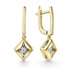 Серьги из лимонного золота GRIGORIEV Г02-13-51187-11-00-1 с бриллиантом Г02-13-51187-11-00-1 фото