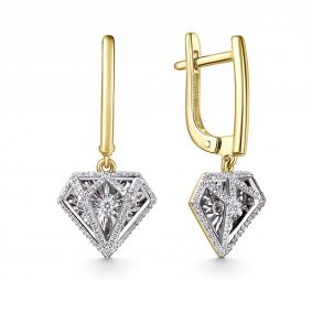 Серьги из лимонного золота GRIGORIEV Г02-13-51198-31-00-1 с бриллиантом Г02-13-51198-31-00-1 фото