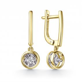 Серьги из лимонного золота GRIGORIEV Г02-13-51201-11-00-1 с бриллиантом Г02-13-51201-11-00-1 фото