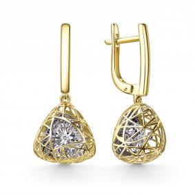 Серьги из лимонного золота GRIGORIEV Г02-13-51222-11-00-1 с бриллиантом Г02-13-51222-11-00-1 фото