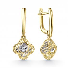 Серьги из лимонного золота GRIGORIEV Г02-13-51250-11-00-1 с бриллиантом Г02-13-51250-11-00-1 фото