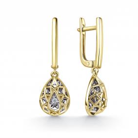 Серьги из лимонного золота GRIGORIEV Г02-13-51255-11-00-1 с бриллиантом Г02-13-51255-11-00-1 фото