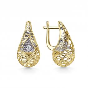 Серьги из лимонного золота GRIGORIEV Г02-13-51257-11-00-1 с бриллиантом Г02-13-51257-11-00-1 фото