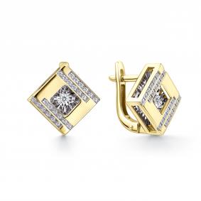 Серьги из лимонного золота GRIGORIEV Г02-13-51284-31-00 с бриллиантом Г02-13-51284-31-00 фото