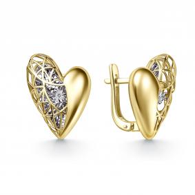 Серьги из лимонного золота GRIGORIEV Г02-13-51309-11-00 с бриллиантом Г02-13-51309-11-00 фото