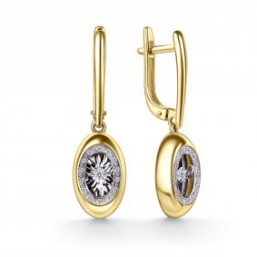 Серьги из лимонного золота GRIGORIEV Г02-13-51402-31-00-1 с бриллиантом Г02-13-51402-31-00-1 фото