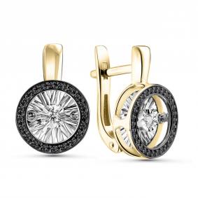 Серьги из лимонного золота GRIGORIEV Г02-13-5478-13-00-1 с бриллиантом и чёрным бриллиантом Г02-13-5478-13-00-1 фото