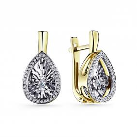 Серьги из лимонного золота GRIGORIEV Г02-13-5497-31-00-1 с бриллиантом Г02-13-5497-31-00-1 фото