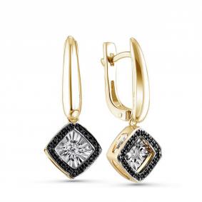 Серьги из лимонного золота GRIGORIEV Г02-13-5499-13-00-1 с бриллиантом и чёрным бриллиантом Г02-13-5499-13-00-1 фото