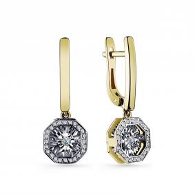 Серьги из лимонного золота GRIGORIEV Г02-13-5628-31-00-1 с бриллиантом Г02-13-5628-31-00-1 фото