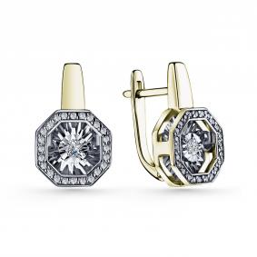 Серьги из лимонного золота GRIGORIEV Г02-13-5628-31-00 с бриллиантом Г02-13-5628-31-00 фото