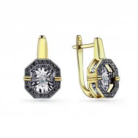 Серьги из лимонного золота GRIGORIEV Г02-13-5630-13-00 с бриллиантом и чёрным бриллиантом Г02-13-5630-13-00 фото