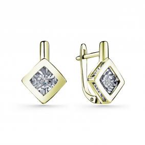 Серьги из лимонного золота GRIGORIEV Г02-13-5737-11-00-1 с бриллиантом Г02-13-5737-11-00-1 фото