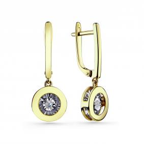 Серьги из лимонного золота GRIGORIEV Г02-13-5742-11-00 с бриллиантом Г02-13-5742-11-00 фото