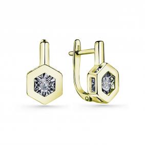 Серьги из лимонного золота GRIGORIEV Г02-13-5745-11-00-1 с бриллиантом Г02-13-5745-11-00-1 фото