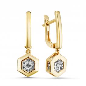 Серьги из лимонного золота GRIGORIEV Г02-13-5745-11-00 с бриллиантом Г02-13-5745-11-00 фото