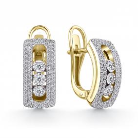 Серьги из лимонного золота GRIGORIEV Г02-13-5824-31-00-1 с бриллиантом Г02-13-5824-31-00-1 фото