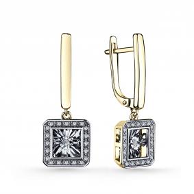 Серьги из лимонного золота GRIGORIEV Г02-13-5890-31-00-1 с бриллиантом Г02-13-5890-31-00-1 фото