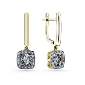 Серьги из лимонного золота GRIGORIEV Г02-13-5894-31-00-1 с бриллиантом Г02-13-5894-31-00-1 фото