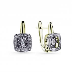 Серьги из лимонного золота GRIGORIEV Г02-13-5894-31-00 с бриллиантом Г02-13-5894-31-00 фото