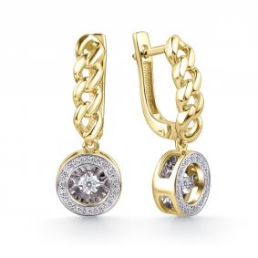 Серьги из лимонного золота GRIGORIEV Г02-13-5912-31-00-1 с бриллиантом Г02-13-5912-31-00-1 фото