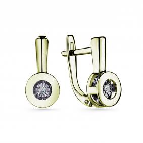 Серьги из лимонного золота GRIGORIEV Г02-13-5916-11-00 с бриллиантом Г02-13-5916-11-00 фото