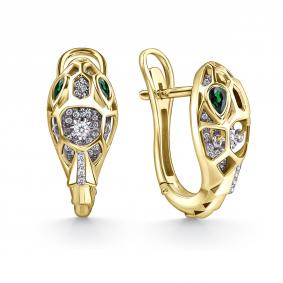 Серьги из лимонного золота GRIGORIEV Г02-13-5941-31-01-1 с бриллиантом и изумрудом Г02-13-5941-31-01-1 фото