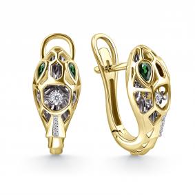 Серьги из лимонного золота GRIGORIEV Г02-13-5941-31-01 с бриллиантом и изумрудом Г02-13-5941-31-01 фото