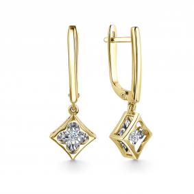 Серьги из лимонного золота GRIGORIEV Г02-13-5957-11-00-1 с бриллиантом Г02-13-5957-11-00-1 фото