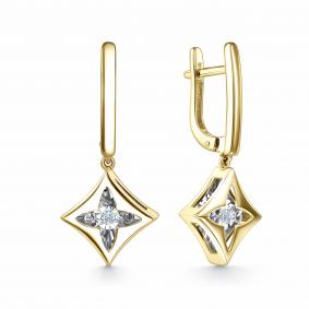 Серьги из лимонного золота GRIGORIEV Г02-13-5958-11-00-1 с бриллиантом Г02-13-5958-11-00-1 фото