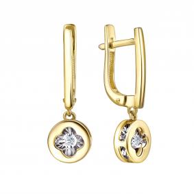 Серьги из лимонного золота GRIGORIEV Г02-13-5986-11-00-1 с бриллиантом Г02-13-5986-11-00-1 фото