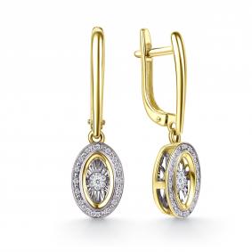 Серьги из лимонного золота GRIGORIEV Г02-13-71374-31-00-1 с бриллиантом Г02-13-71374-31-00-1 фото