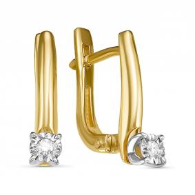 Серьги из лимонного золота GRIGORIEV Г02-16-5309 с бриллиантом Г02-16-5309 фото