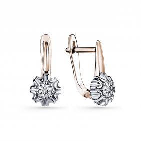 Серьги из золочёного серебра GRIGORIEV Г02-20-0902-21-00 с бриллиантом Г02-20-0902-21-00 фото