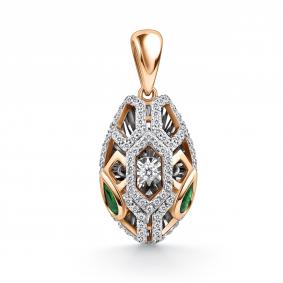 Золотая подвеска GRIGORIEV Г03-11-51041-31-01 с бриллиантом и изумрудом Г03-11-51041-31-01 фото